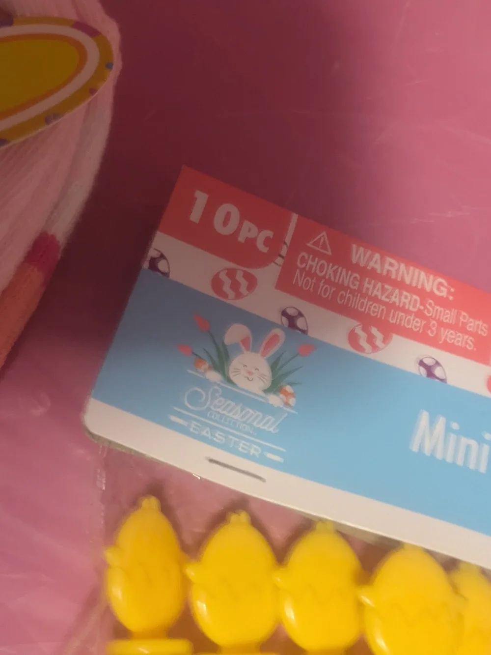 Cute Pink Bunny Socks & Mini Bubble Tubes Set - Pink & Yellow WFree Peep Trinket